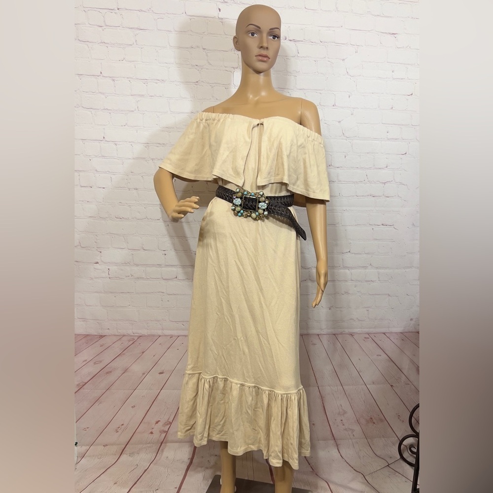 FREE PEOPLE “Lynne Midi” 100% cotton off shoulder women’s  dress Small NWT